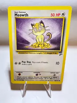 Meowth Vintage Pokemon Card English Very Good Base Set 2 - Image 1