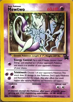 Mewtwo 12/53 WoTC Promo Pokemon TCG Original Near MINT RARE Card - Image 1