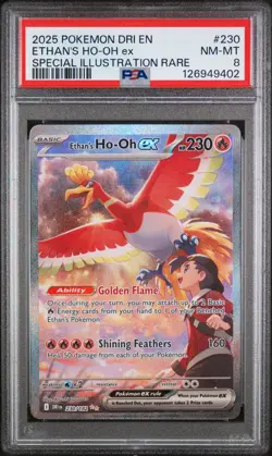 2025 Pokemon DRI EN Ethan's Ho-oh ex 230/182 Special Illustration Rare PSA 8 - Image 1