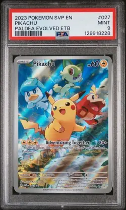 2023 Pokemon Paldea Evolved Pikachu Black Star Promo #27 PSA 9 - Image 1