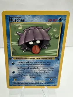 Muschas 1.Auflage Pokemon Karte Deutsch 1999 Vintage (54/62) Near Mint Fossil - Image 1