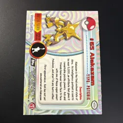 1999 Pokemon ALAKAZAM Topps TV Series 1 Edition HOLO FOIL Rare #65 Black Logo NM - Image 2