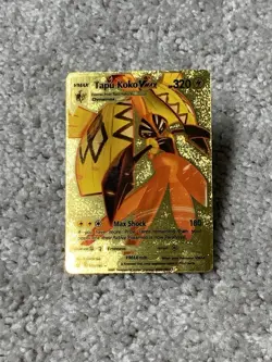 Pokemon Unique Tapu Koko VMax HP320 Hi-Gloss Gold Foil Fan Art Card LP - Image 1