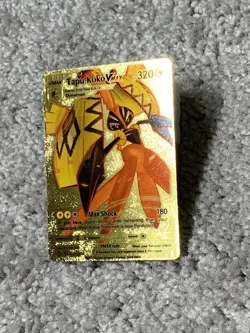 Pokemon Unique Tapu Koko VMax HP320 Hi-Gloss Gold Foil Fan Art Card LP - Image 4