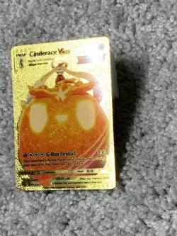 Pokemon Unique Cinderace VMax HP320 Hi-Gloss Gold Foil Fan Art Card LP - Image 4