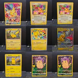 Pikachu Pokemon Trading Card Lot (9) Free shipping - Image 1