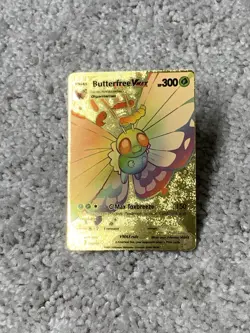 Pokemon Unique Butterfree VMax HP300 Hi-Gloss Gold Foil Fan Art Card LP - Image 1