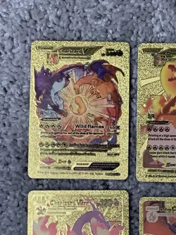 Set of 12 Pokemon Charizard Gold Foil Fan Art Display Cards LP - Image 2