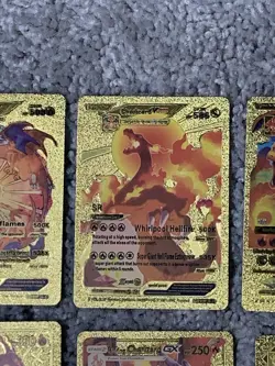 Set of 12 Pokemon Charizard Gold Foil Fan Art Display Cards LP - Image 3