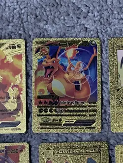 Set of 12 Pokemon Charizard Gold Foil Fan Art Display Cards LP - Image 4
