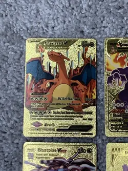 Set of 15 Pokemon Charizard,Blastoise,Pikachu&More Gold Foil Fan Art Cards LP - Image 2