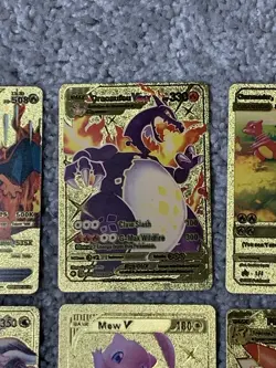 Set of 15 Pokemon Charizard,Blastoise,Pikachu&More Gold Foil Fan Art Cards LP - Image 3