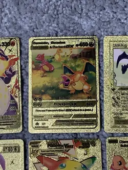 Set of 15 Pokemon Charizard,Blastoise,Pikachu&More Gold Foil Fan Art Cards LP - Image 4