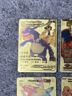 Set of 15 Pokemon Charizard,Pikachu,Charmander&More Gold Foil Fan Art Cards LP - Image 2