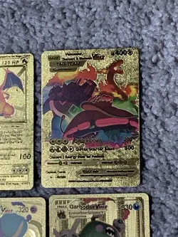 Set of 15 Pokemon Charizard,Pikachu,Charmander&More Gold Foil Fan Art Cards LP - Image 5