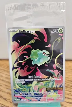 Pokemon TCG Mega Evolution Bulbasaur Stamped Promo Card 133/132 Sealed - Image 1