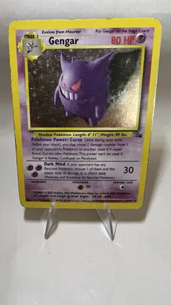 Gengar English Vintage Pokemon Card Rare Holo Lightly Played Fossil - Image 1