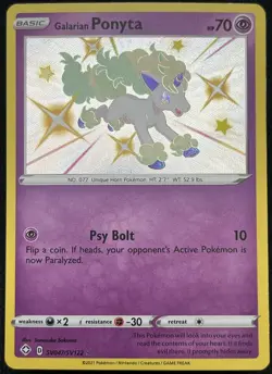Pokemon TCG Galarian Ponyta Shining Fates SV047/SV122 Holo Shiny Holo Rare LP - Image 1