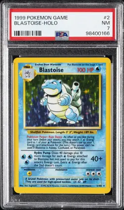 1999 POKEMON BASE SET UNLIMITED #2 BLASTOISE HOLO PSA 7 - Image 1