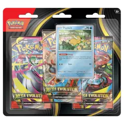Pokemon TCG Mega Evolution Triple Blister Psyduck Black Star Promo Sealed - Image 1