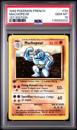 1999 Pokemon French Machopeur 1st Edition PSA 10 - Image 1