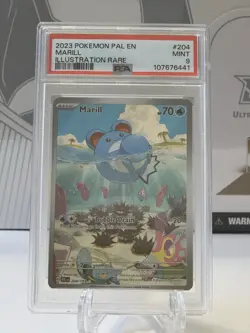2023 POKEMON PAL EN PALDEA EVOLVED ILLUSTRATION RARE #204 MARILL PSA 9 - Image 1