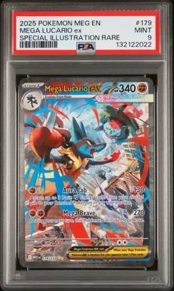 2025 POKEMON MEG EN-MEGA EVOLUTION 179 MEGA LUCARIO EX SIR PSA 9 MINT - Image 1