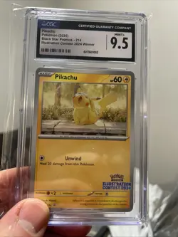 2025 POKEMON SVP EN-SV BLACK STAR PROMO ILLUSTRATION CONTEST 2024 PIKACHU PSA 9 - Image 1
