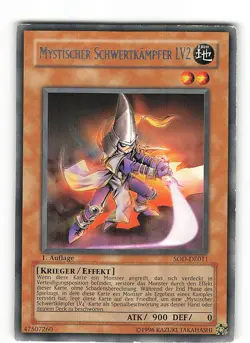 Yugioh MYSTISCHER SCHWERTKAMPFER LV2 , sod-de011 Rare deutsch Played 1. Auflage - Image 1