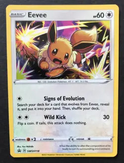 Eevee SWSH118 SWSH PROMO Pokemon Card Cosmos HOLO RARE Shiny Near Mint - Image 1