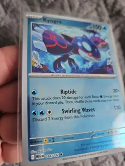 Kyogre 034/132 Me01: Mega Evolution Reverse Holo PACK FRESH Pokemon Card - Image 2