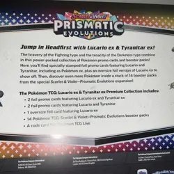 Pokemon TCG Prismatic Evolutions Lucario Ex + Tyranitar Ex Premium Collection - Image 3