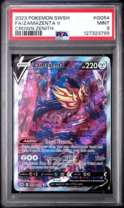 2023 POKEMON SWORD AND SHIELD CROWN ZENITH #GG54 FA/ZAMAZENTA V PSA 9 MINT - Image 1