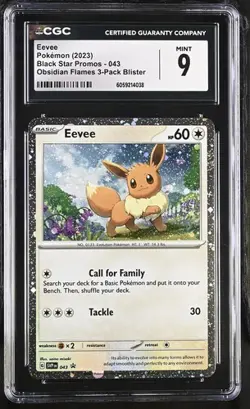Pokemon English Eevee Obsidian Flames 3-Pack Blister Black Star Promos CGC 9 - Image 1