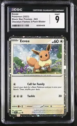 Pokemon English Eevee Obsidian Flames 3-Pack Blister Black Star Promos CGC 9 - Image 1
