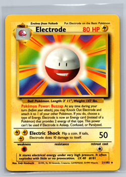 Pokemon Electrode 21/102 Base Set Unlimited Regular Rare NM - Image 1