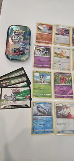Authentic Pokemon TCG 20 Assorted Reverse Holo Card Lot Tin And Codes - Image 2