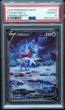 Suicune V GG38 PSA 10 Gem Mint Crown Zenith Pokemon Card - Image 1