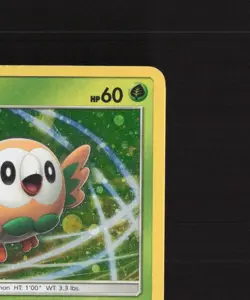 Rowlet SM22 Sun & Moon Black Star Promo Cosmos Holo Pokemon Card DMG - Image 4