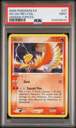 Pokemon EX 2005 Unseen Forces Ho-Oh Reverse Holo Card #27/115 PSA 9 - Image 1