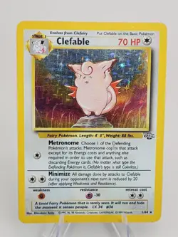 Clefable Pokemon Card Holo Rare 1/64 Jungle Set Excellent Condition - Image 1