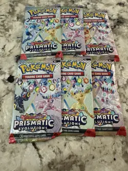 6 - Pokemon TCG Prismatic Evolutions Booster Packs x 6 Random Art Sealed - Image 1