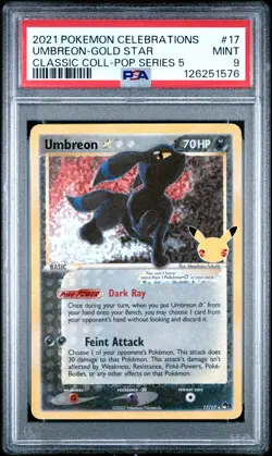 2021 POKEMON CELEBRATIONS CLASSIC COLL #17 UMBREON-GOLD STAR PSA 9 - Image 1