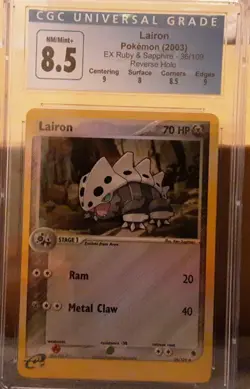 Pokemon Lairon EX Ruby and Sapphire 36/109 Reverse Holo CGC 8.5 NM-MT Subs 2003 - Image 1