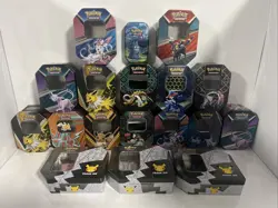 Pokemon Card Tins Joblot 18 In Total Mixed Lot See Photographs EMPTY - Image 1