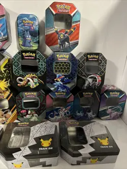 Pokemon Card Tins Joblot 18 In Total Mixed Lot See Photographs EMPTY - Image 3