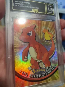 1999 Topps Pokemon Charmeleon Number 5 TV Animation Rainbow Holofoil GMA 4.5 - Image 2