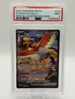2025 Pokemon #230/182 Ethan's Ho-Oh ex Special Illustration Rare PSA 9 - Image 1