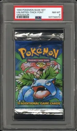 PSA 8 Pokemon 1999 Vintage Base Set Foil Booster Pack Venusaur Unlimited ENG - Image 1