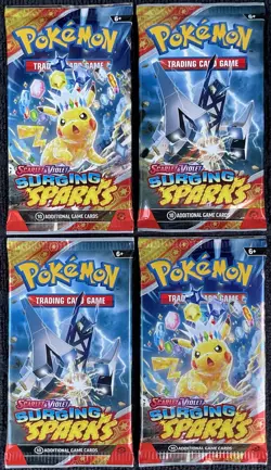 Pokemon TCG Scarlet & Violet Surging Sparks Booster Pack Lot of 4 Unopened Packs - Image 1
